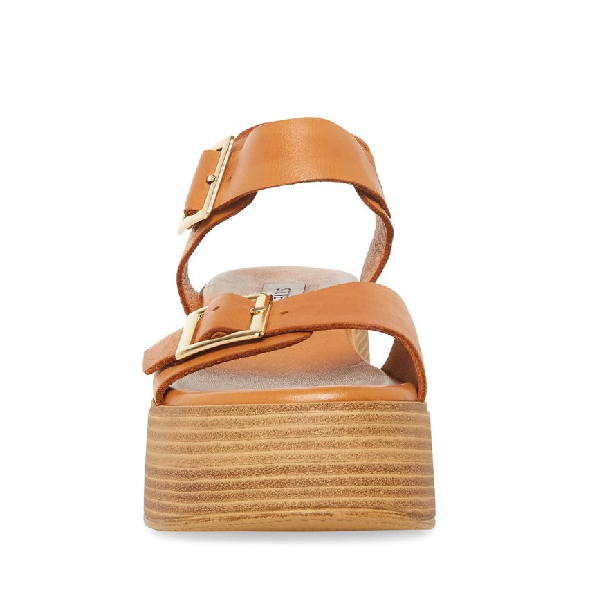 Sandalias de Plataforma Steve Madden Marka Cuero Mujer Marrones | ES JBES91